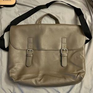 New Taupe Coloured Faux Leather Messenger Bag